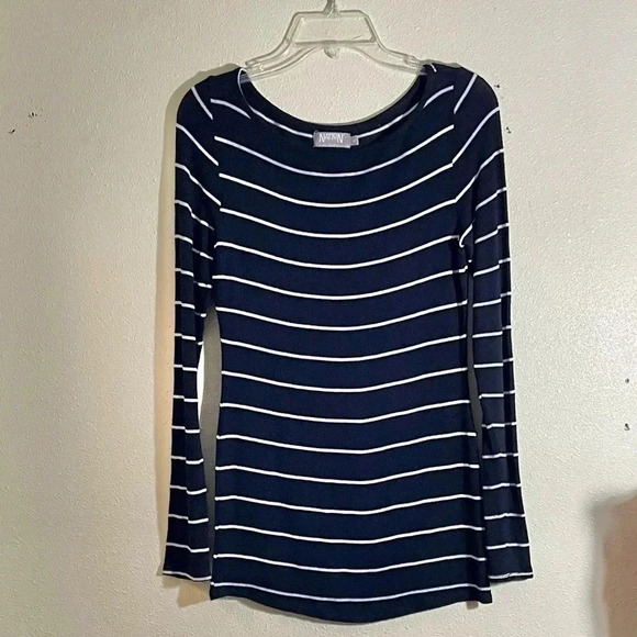 Nation LTD Womens M Striped Long Sleeve Top T-Shirt Modal Black White FLAW - Picture 1 of 10